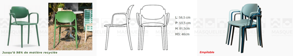 fauteuil professionnel table de vente avec accoudoir recycle