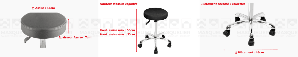 tabouret professionnel roulettes